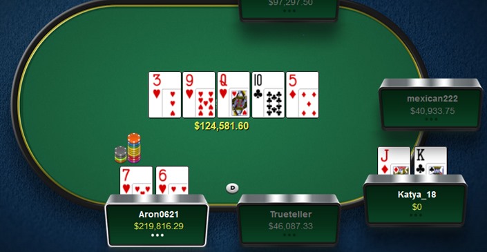 德州扑克中国玩家“Aron0621”线上高额桌经历大上风