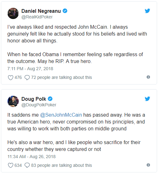 Daniel Negreanu和Doug Polk也有同一立场的时候：John McCain是位真英雄