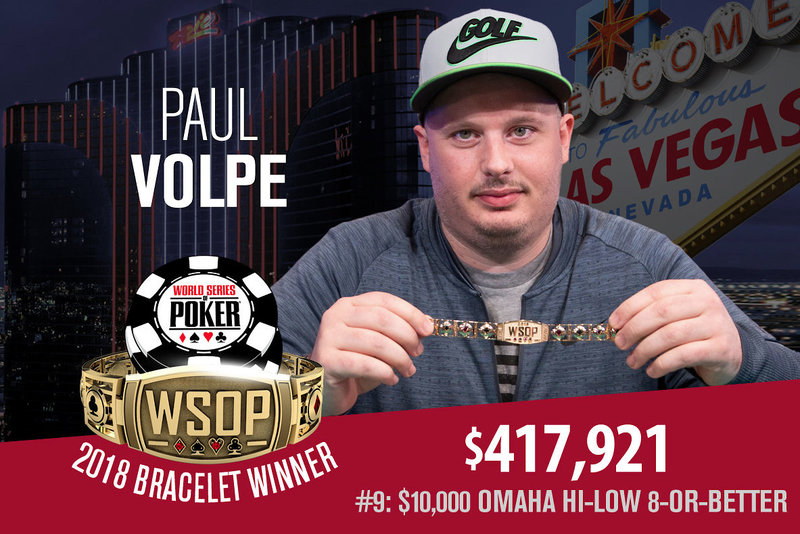 Paul Volpe赢得2018 WSOP $10,000奥马哈Eight-or-Better锦标赛冠军